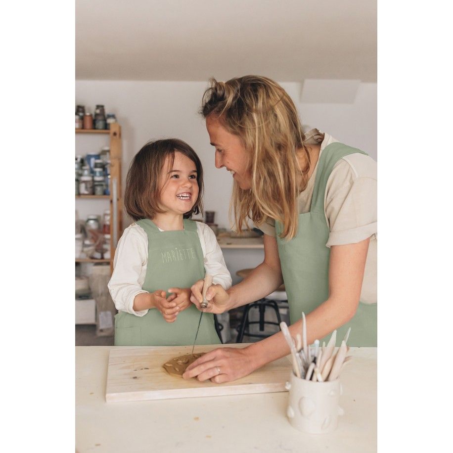 delantal de cocina de lino para niño - liso y bonito para personalizar - delantal japonés
