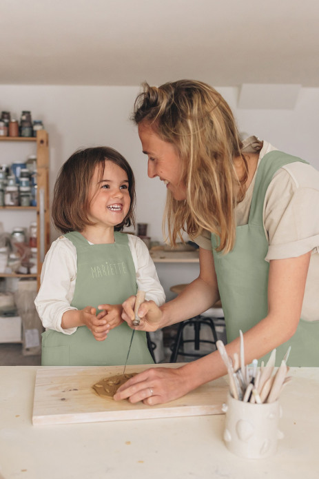 delantal de cocina de lino para niño - liso y bonito para personalizar - delantal japonés