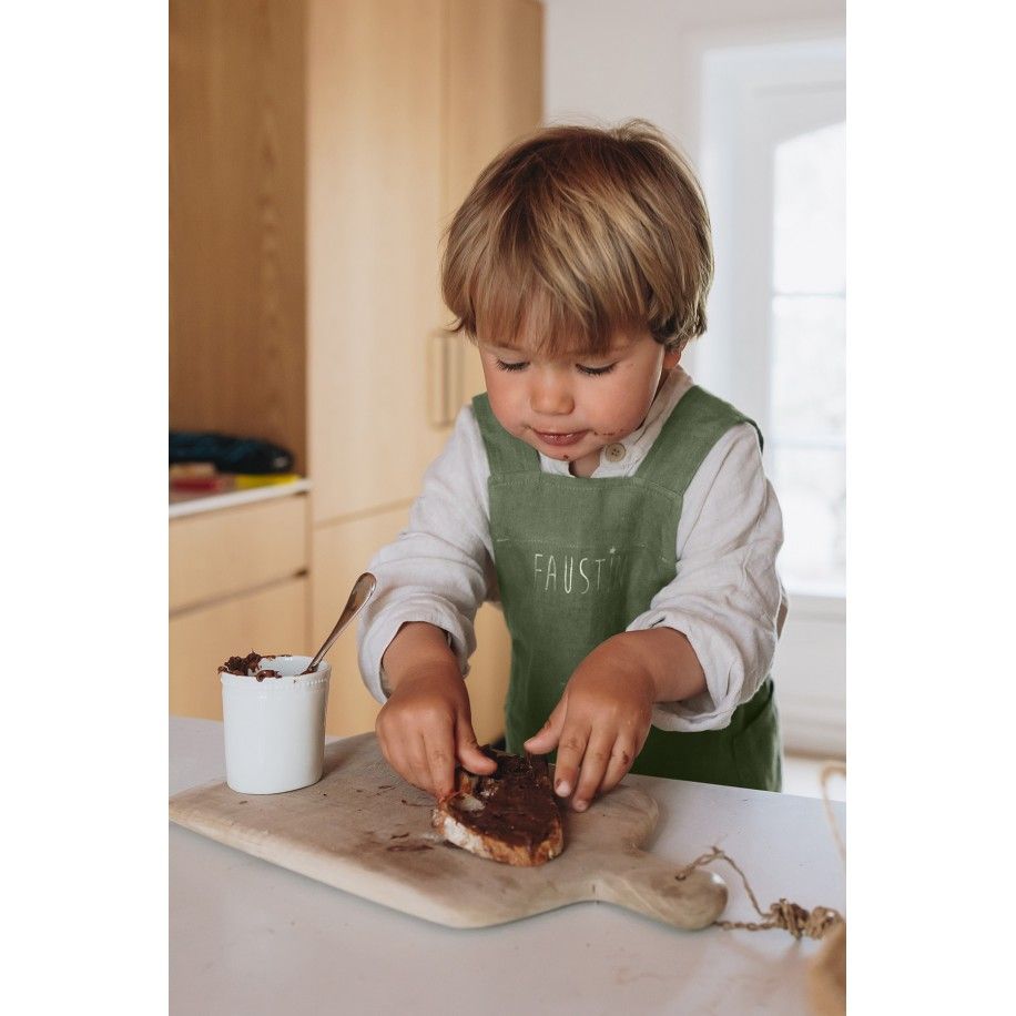 delantal de cocina de lino para niño - liso y bonito para personalizar - delantal japonés