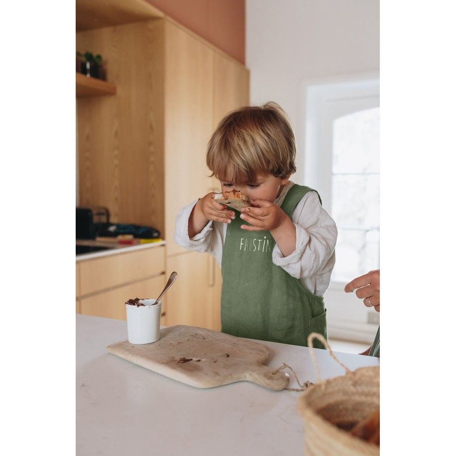 delantal de cocina de lino para niño - liso y bonito para personalizar - delantal japonés