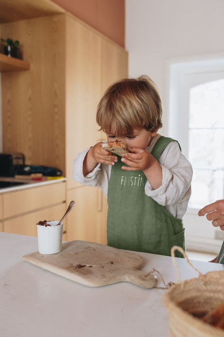 delantal de cocina de lino para niño - liso y bonito para personalizar - delantal japonés