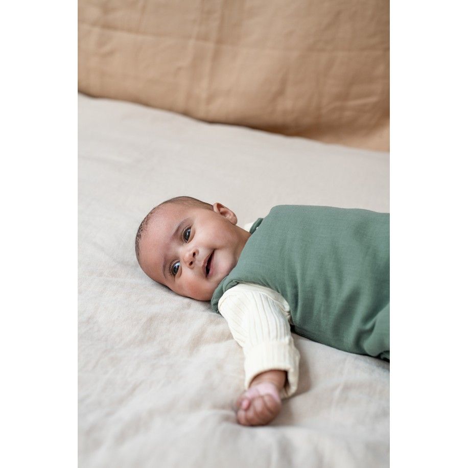 beautiful baby sleep sack with wooden buttons