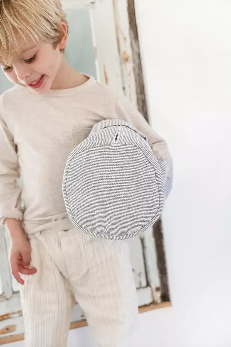 personalized linen bowling bag for baby