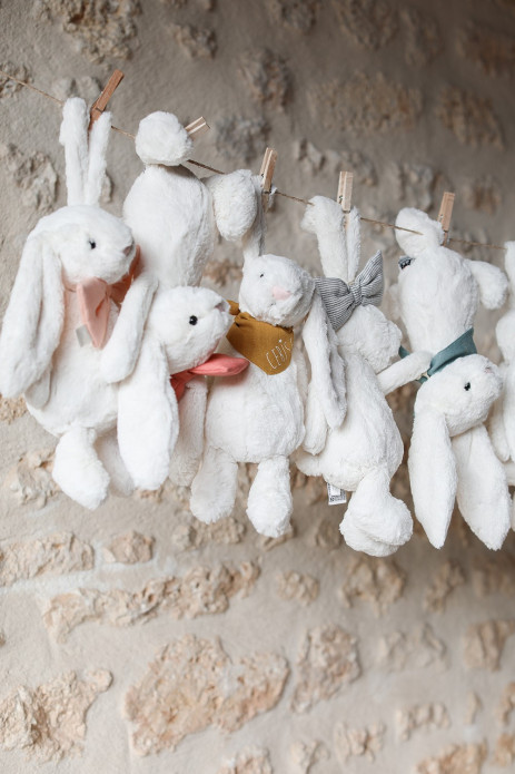 soft cuddly bunny with bow tie - birth gift idea