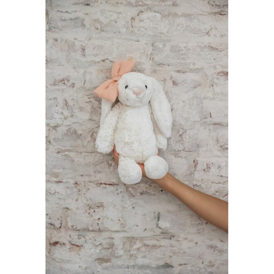 doudou lapin tout doux avec noeud barrette - idée cadeau de naissance bébé