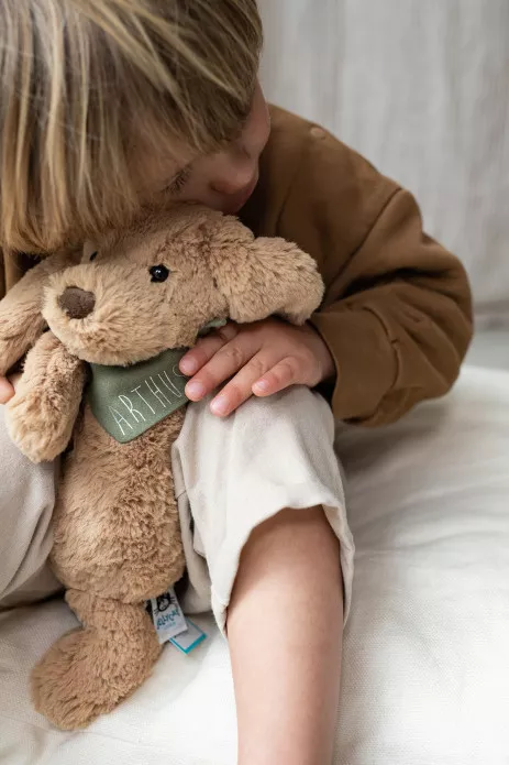 peluche perrito suave con pañuelo personalizado