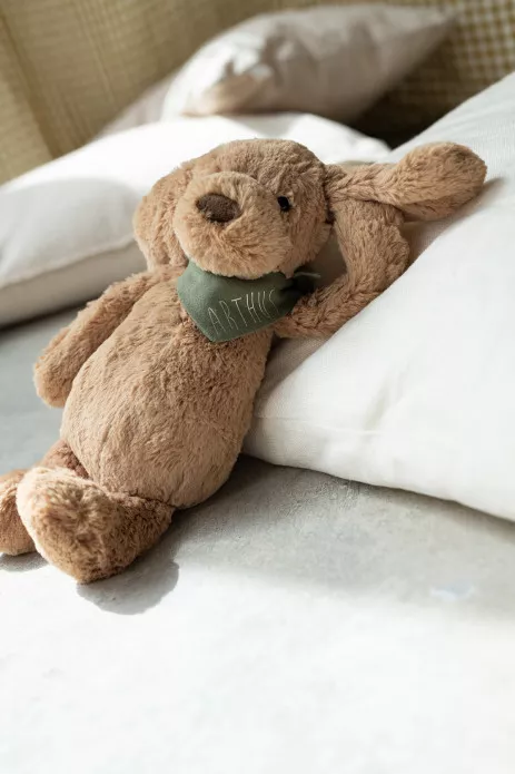 peluche perrito suave con pañuelo personalizado