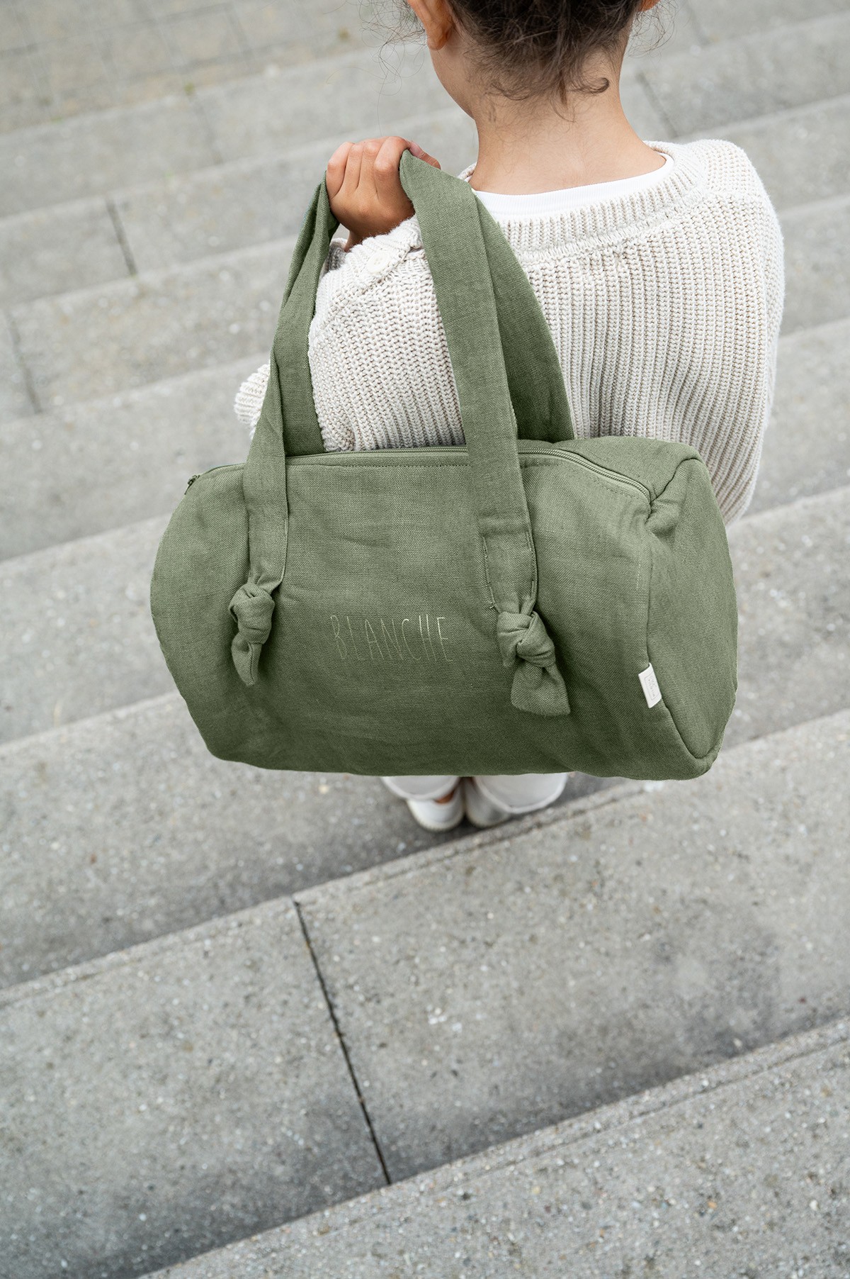 bolso bowling de lino personalizado para bebé