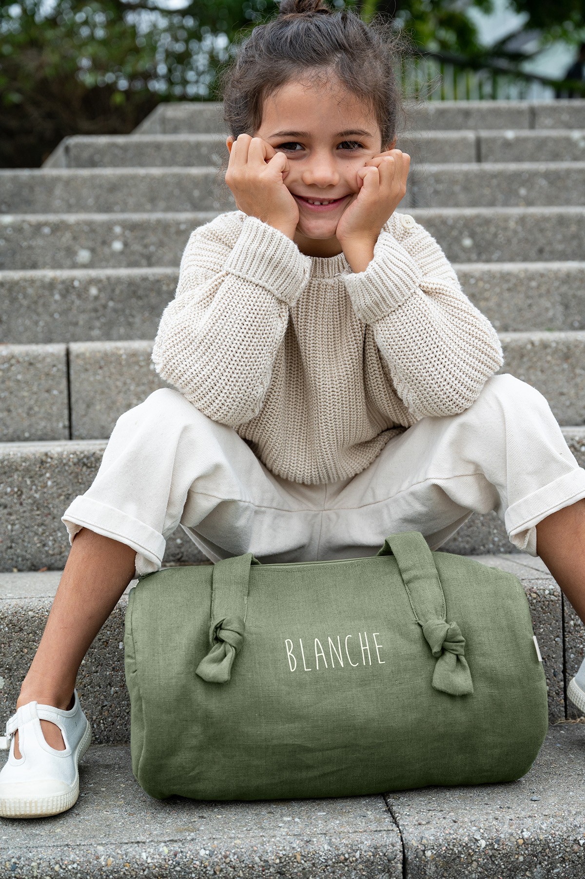 bolso bowling de lino personalizado para bebé