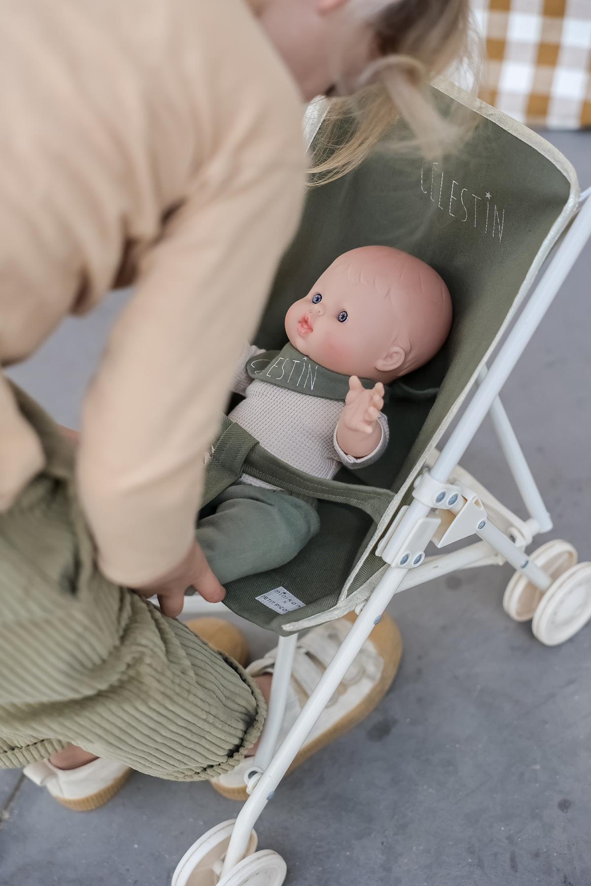 cochecito de niño liso y personalizado para muñeca bebé