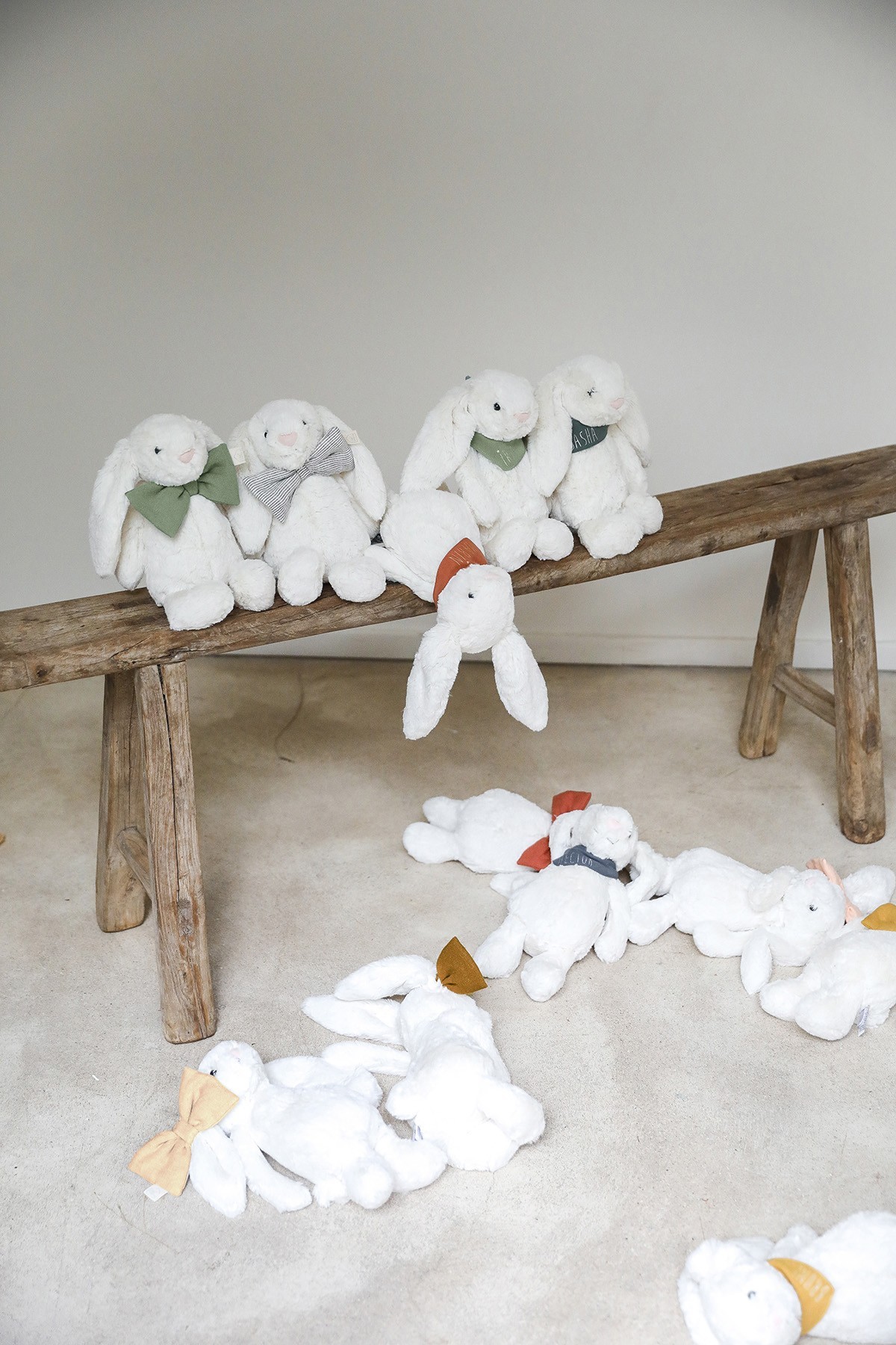 soft bunny comforter with bow tie - birth gift idea