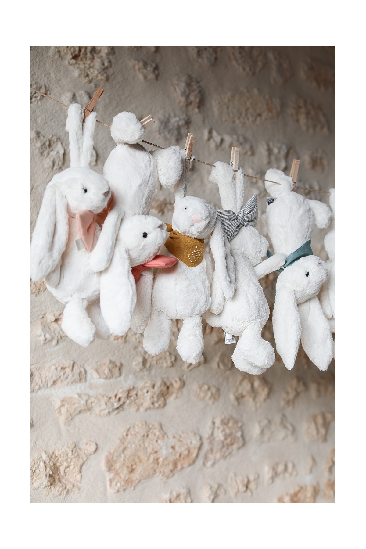 soft bunny comforter with bow tie - birth gift idea