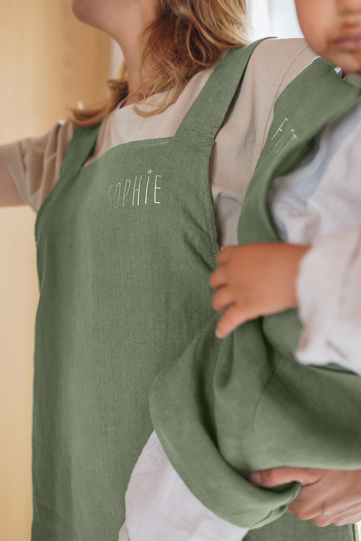 delantal de cocina para adulto personalizado - liso y de lino