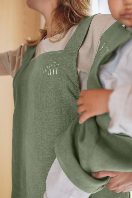 delantal de cocina para adulto personalizado - liso y de lino