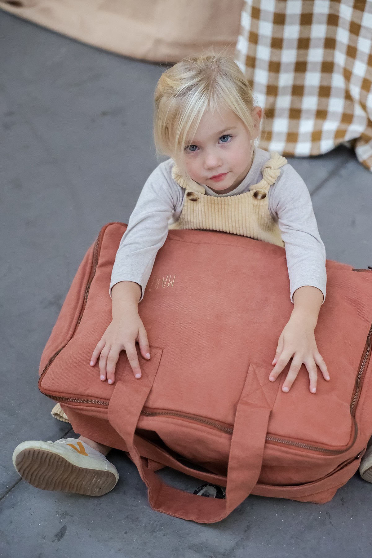 Large cotton suitcase with customizable zip - baby birth gift