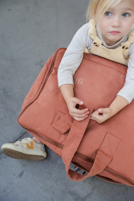 Large cotton suitcase with customizable zip - baby birth gift