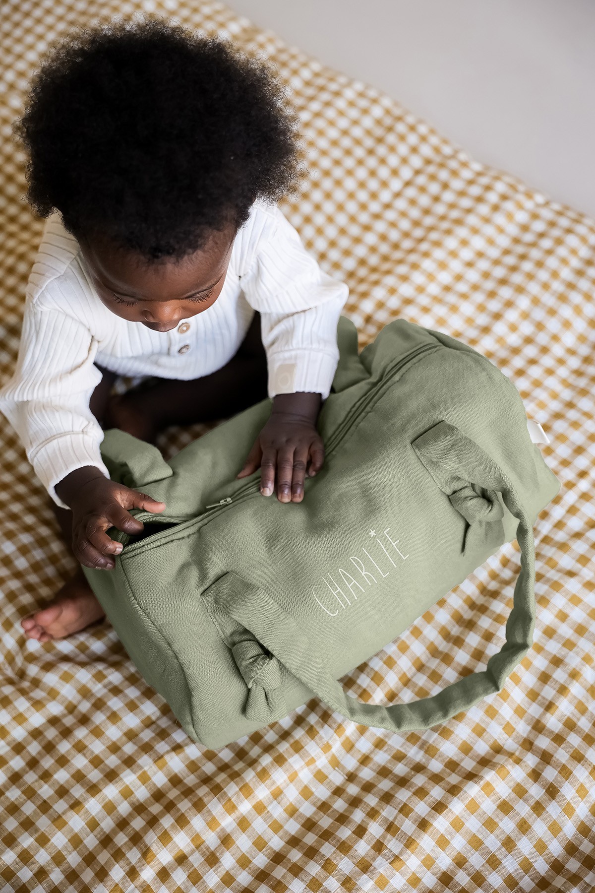 bolso bowling de lino personalizado para bebé