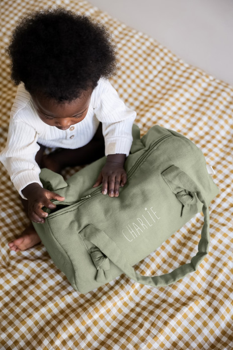 bolso bowling de lino personalizado para bebé