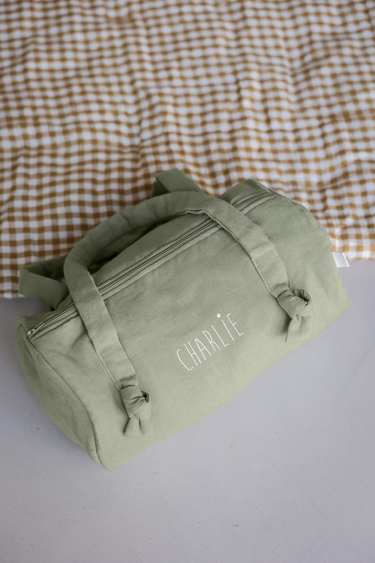 bolso bowling de lino personalizado para bebé