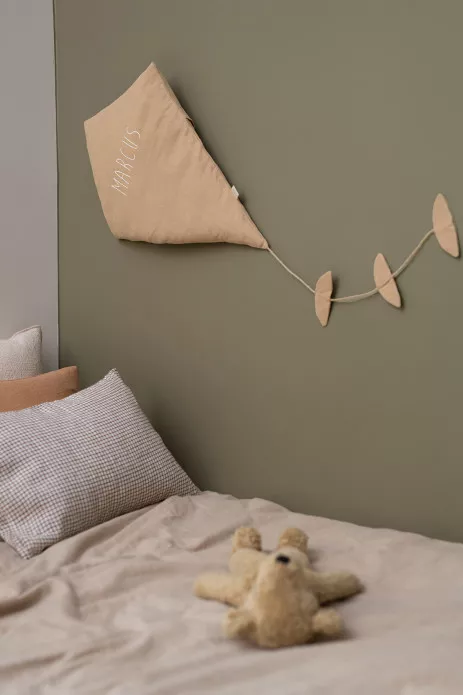 decoración original para habitación infantil - cometa de lino personalizable