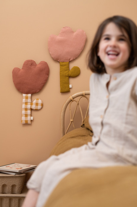 bonita decoración mural en forma de flor - en lino para personalizar