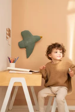 bonita decoración mural para habitación infantil - forma de pájaro en lino para personalizar