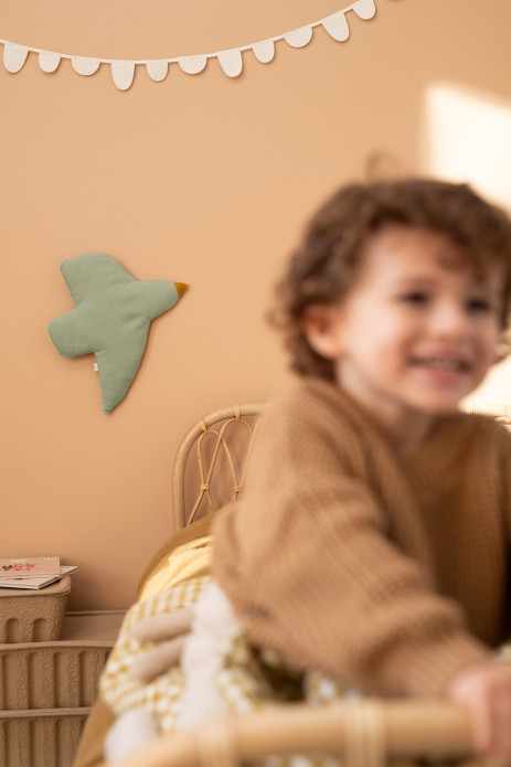 bonita decoración mural para habitación infantil - forma de pájaro en lino para personalizar