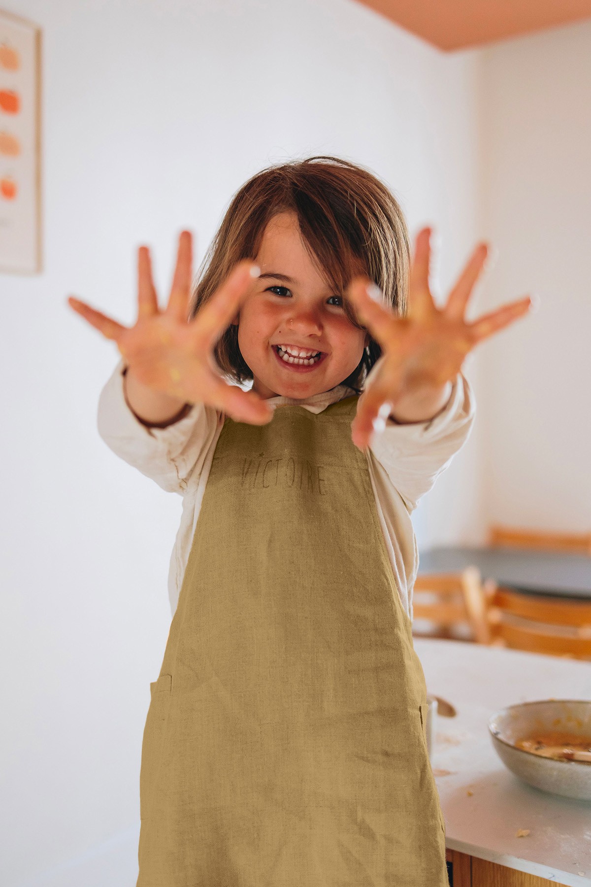 delantal de cocina de lino para niño - liso y bonito para personalizar - delantal japonés