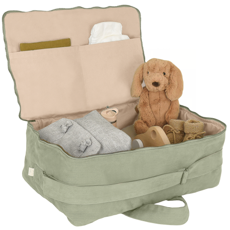 Large cotton suitcase with customizable zip - baby birth gift