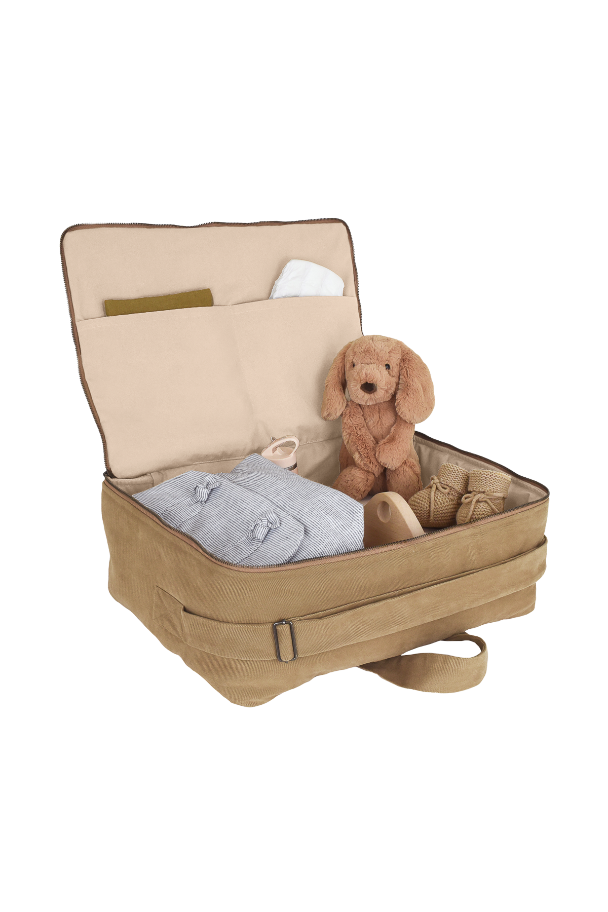 Maleta grande de algodón con cremallera personalizable - regalo de nacimiento para bebé