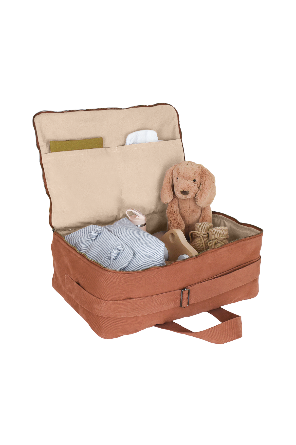 Maleta grande de algodón con cremallera personalizable - regalo de nacimiento para bebé