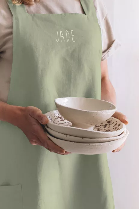 delantal de cocina de lino para adultos, liso y personalizado