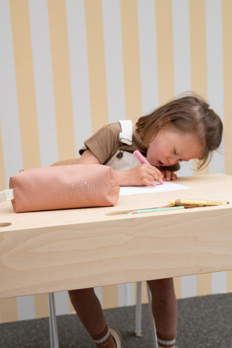 Bonito estuche escolar liso y personalizable, con dos compartimentos, perfecto para el colegio