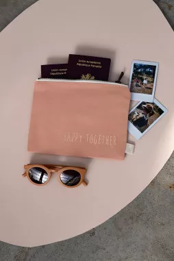 pochette - portapasaportes personalizado con cremallera liso y en algodón
