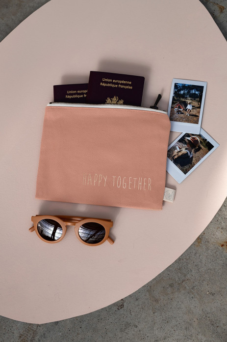 pochette - portapasaportes personalizado con cremallera liso y en algodón
