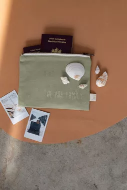 pochette - portapasaportes personalizado con cremallera liso y en algodón