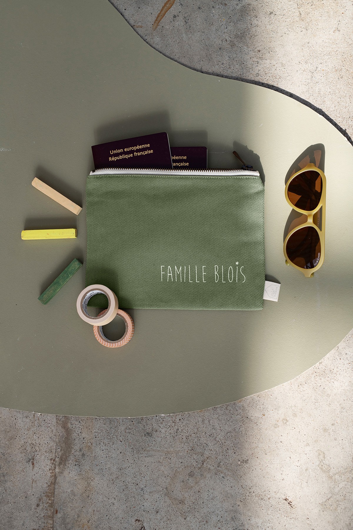 pochette - portapasaportes personalizado con cremallera liso y en algodón