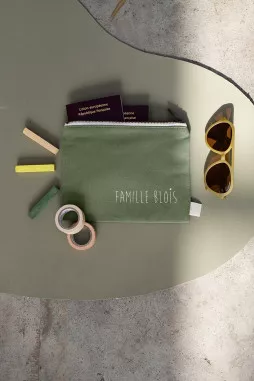 pochette - portapasaportes personalizado con cremallera liso y en algodón