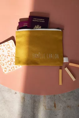pochette - portapasaportes personalizado con cremallera liso y en algodón
