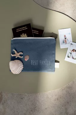 pochette - portapasaportes personalizado con cremallera liso y en algodón