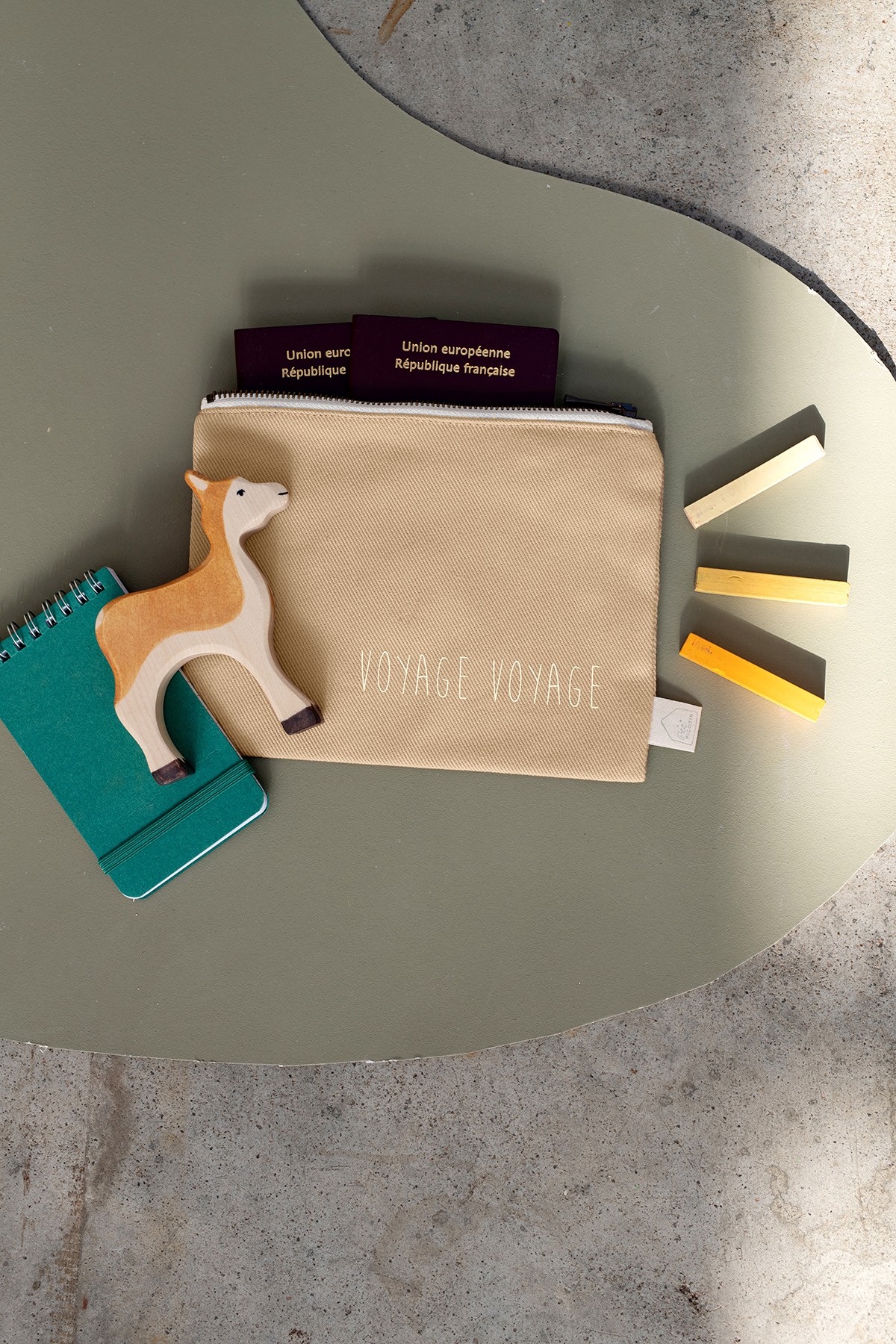pochette - portapasaportes personalizado con cremallera liso y en algodón