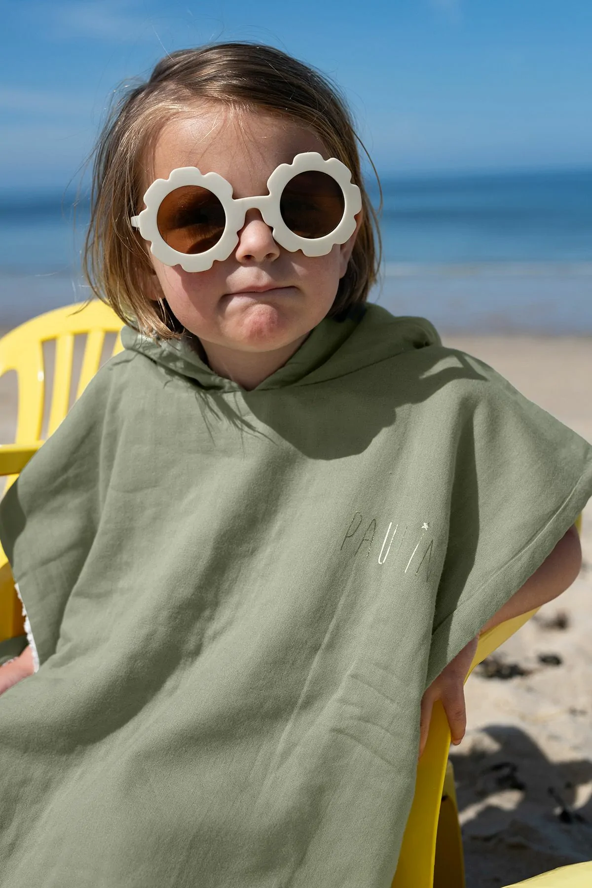 plain personalized child poncho in cotton swaddle fabric