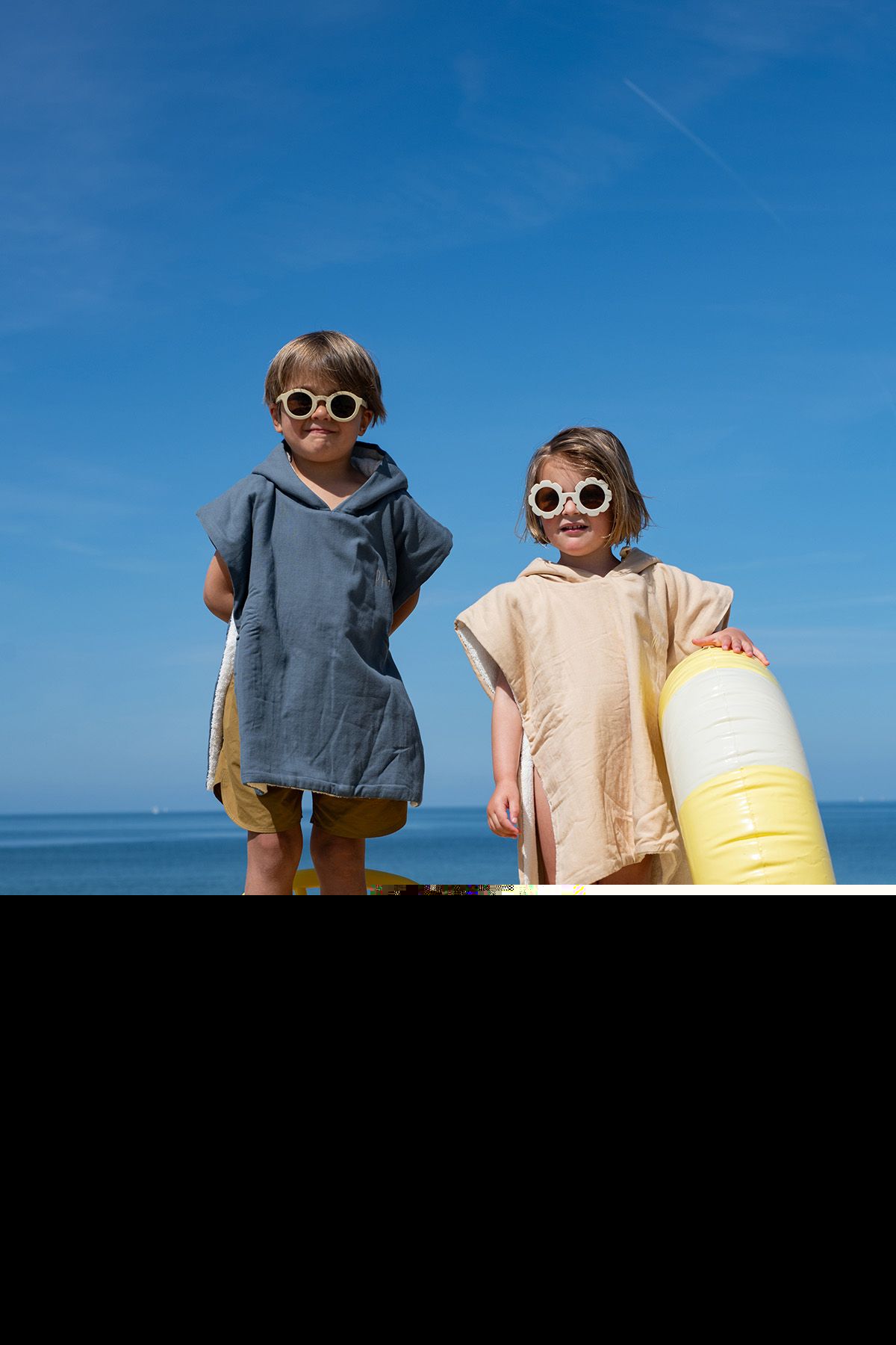 poncho uni enfant en lange de coton personnalisable