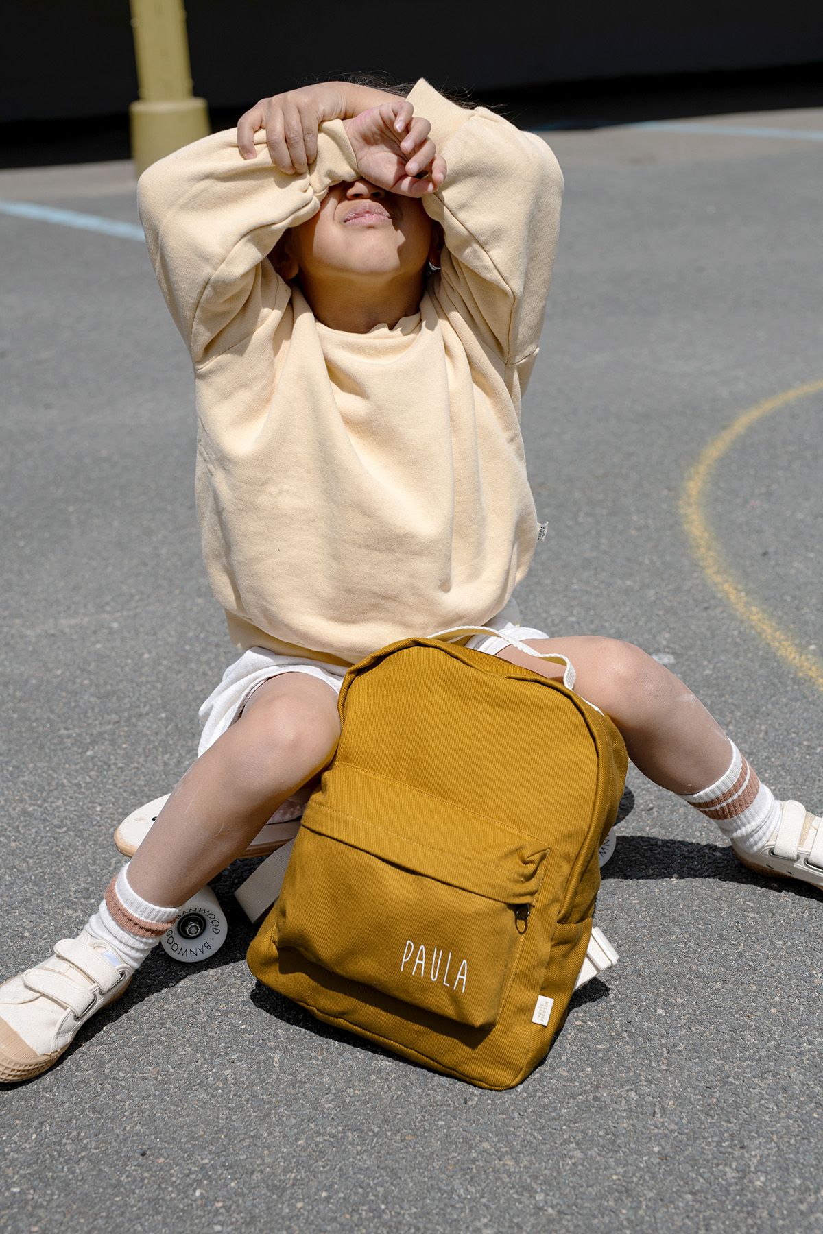 Personalized timeless cotton school backpack for children