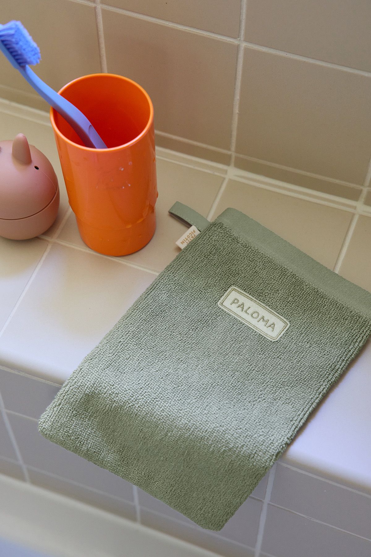 manopla de baño personalizada en rizo absorbente
