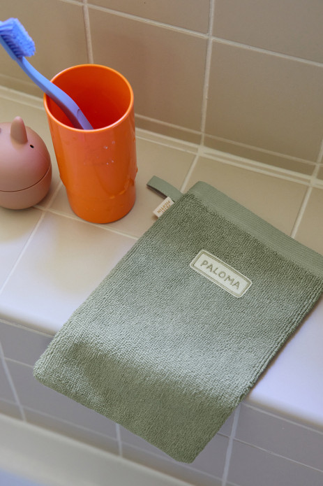 manopla de baño personalizada en rizo absorbente