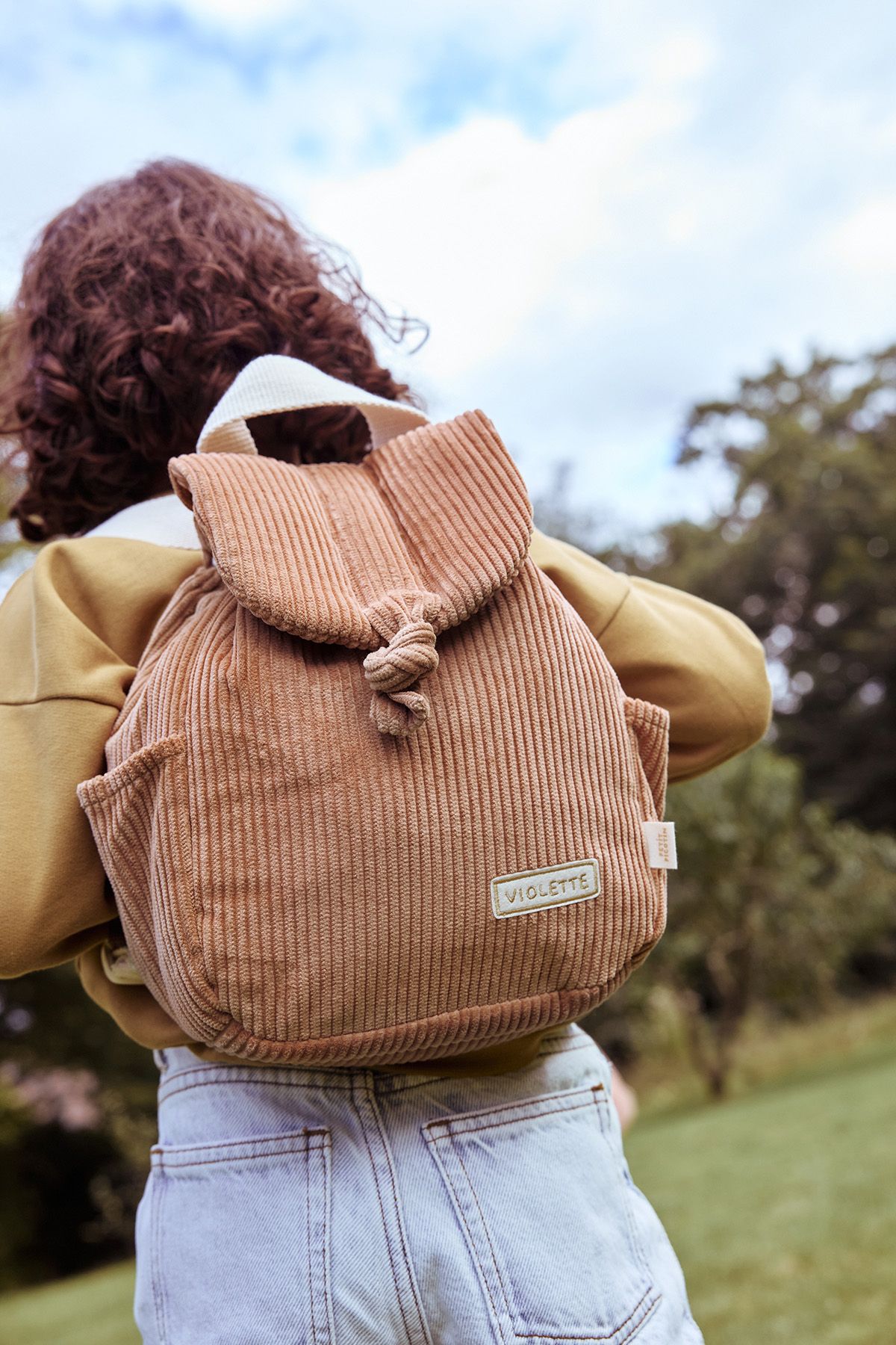mochila personalizable en terciopelo
