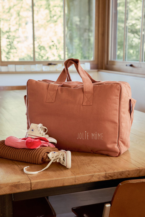 Large cotton suitcase with customizable zip - baby birth gift