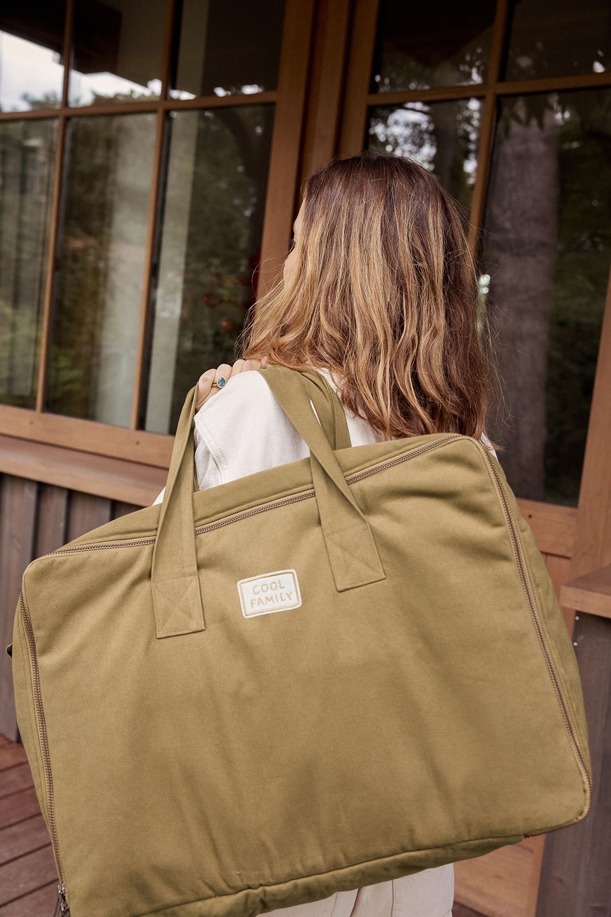 Maleta grande de algodón con cremallera personalizable - regalo de nacimiento para bebé