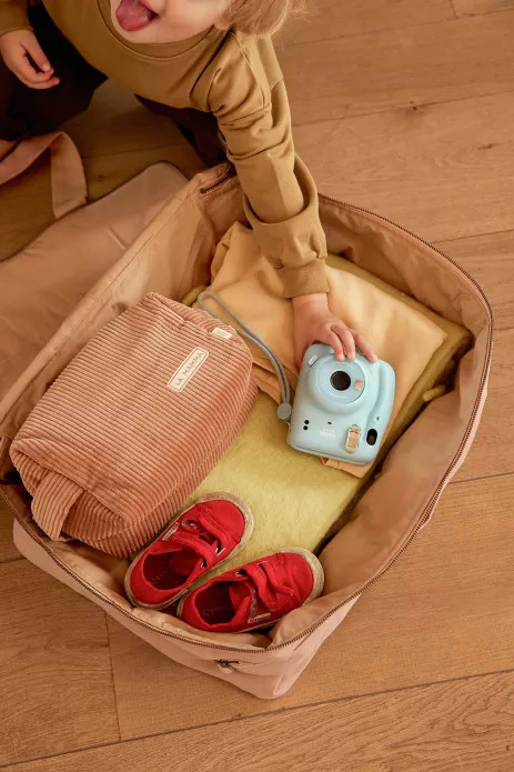 Maleta grande de algodón con cremallera personalizable - regalo de nacimiento para bebé